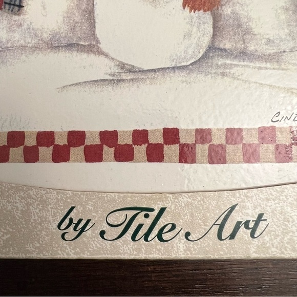 Vintage Christmas Decorative Tile Trivet Snowman Family - Picture 5 of 9